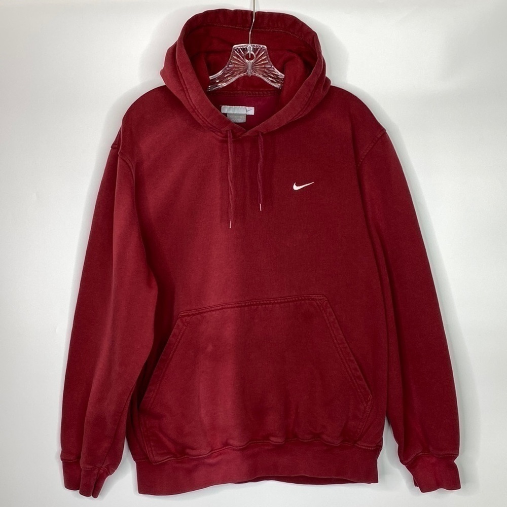 Vintage Nike Burgundy Red Hooded Sweatshirt Size Medium (Faded)